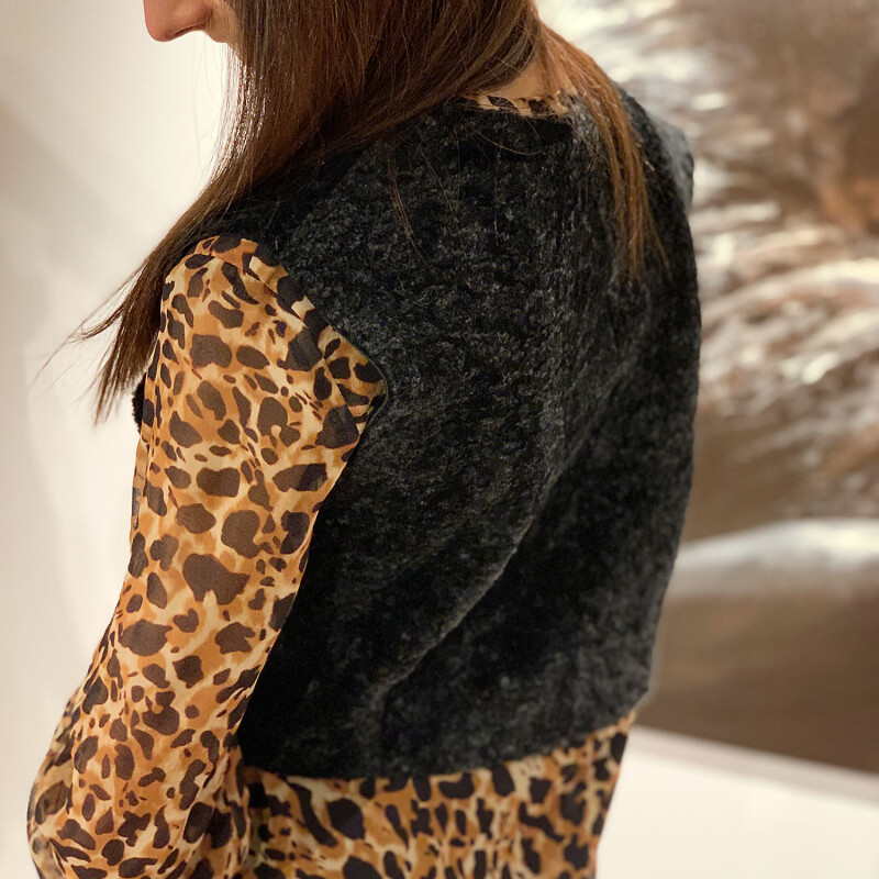 von Hohenstein Fell-Weste Ellen Shearling curly schwarz