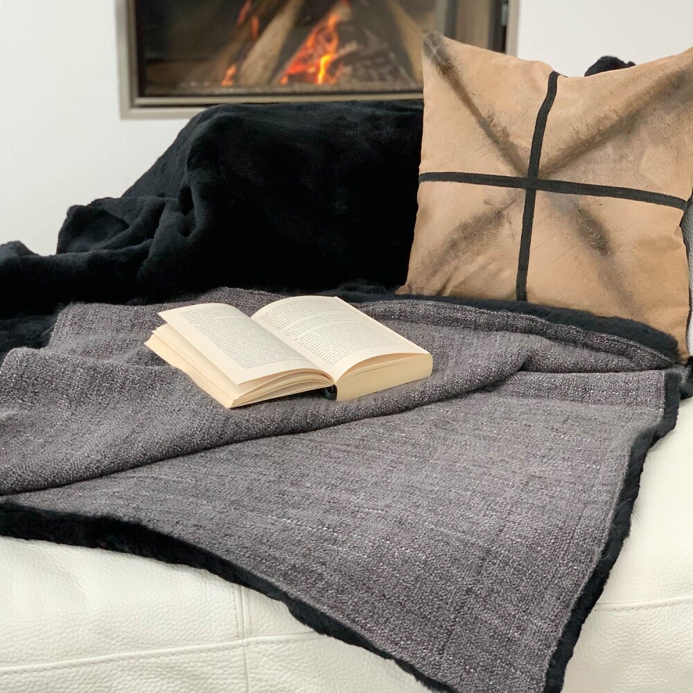 Felldecke Rabbit | Schwarz