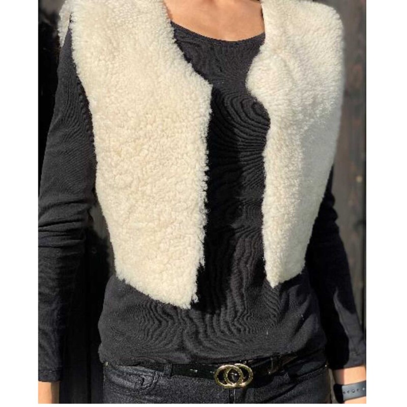 von Hohenstein Fell-Weste Ellen Shearling Lammfell creme