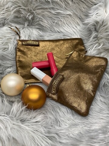 Leder-Clutch gold-braun