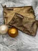 Leder-Clutch gold-braun