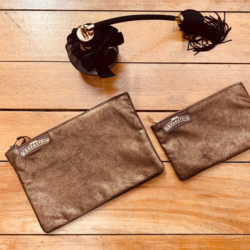 Mini-Necessaire "von hohenstein"  aus Leder kupfer