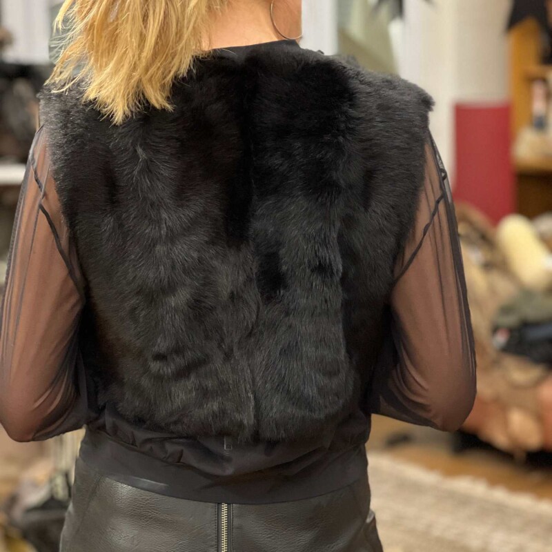 von Hohenstein Fell-Weste Ellen schwarz Langhaar
