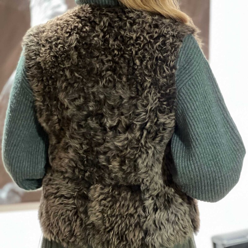 von Hohenstein Fellweste Winni currly dunkelbraun