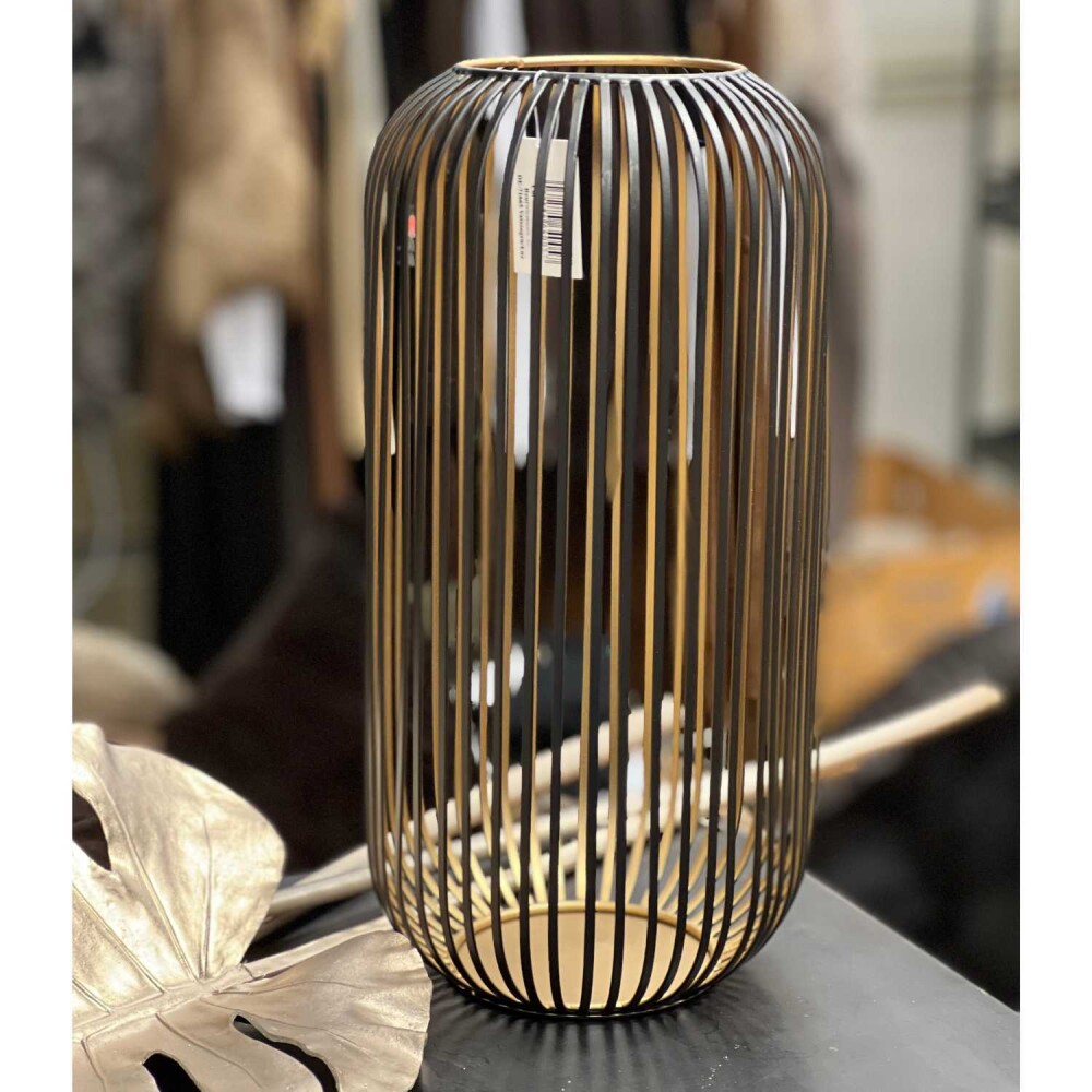 Laterne Stripes mit Streifen schwarz/gold