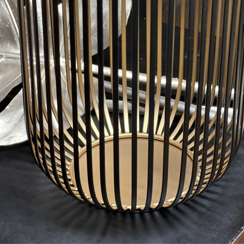 Laterne Stripes mit Streifen schwarz/gold